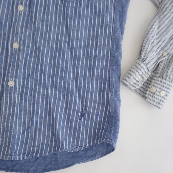 Jw Anderson X Uniqlo Blue White Stripe Linen Blend Button Down Dress Shirt Small - Picture 3 of 9